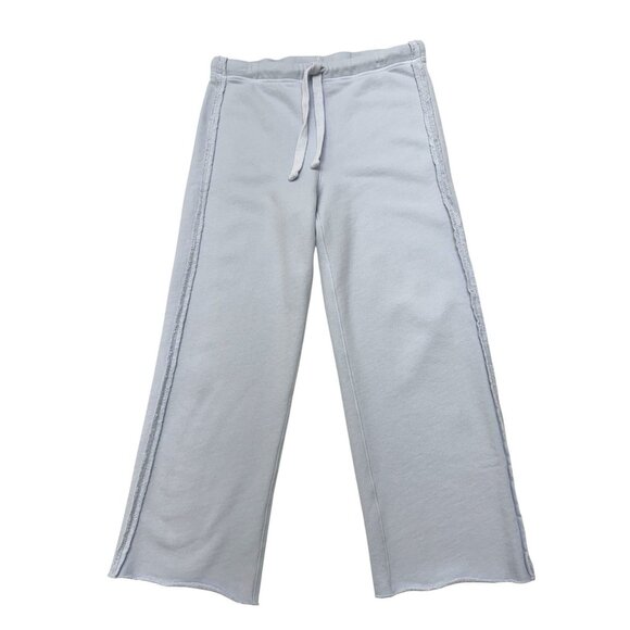 Frank & Eileen Bella Italian Sweatpants Light Blue Crop Wide Leg Triple Fleece - Picture 2 of 9